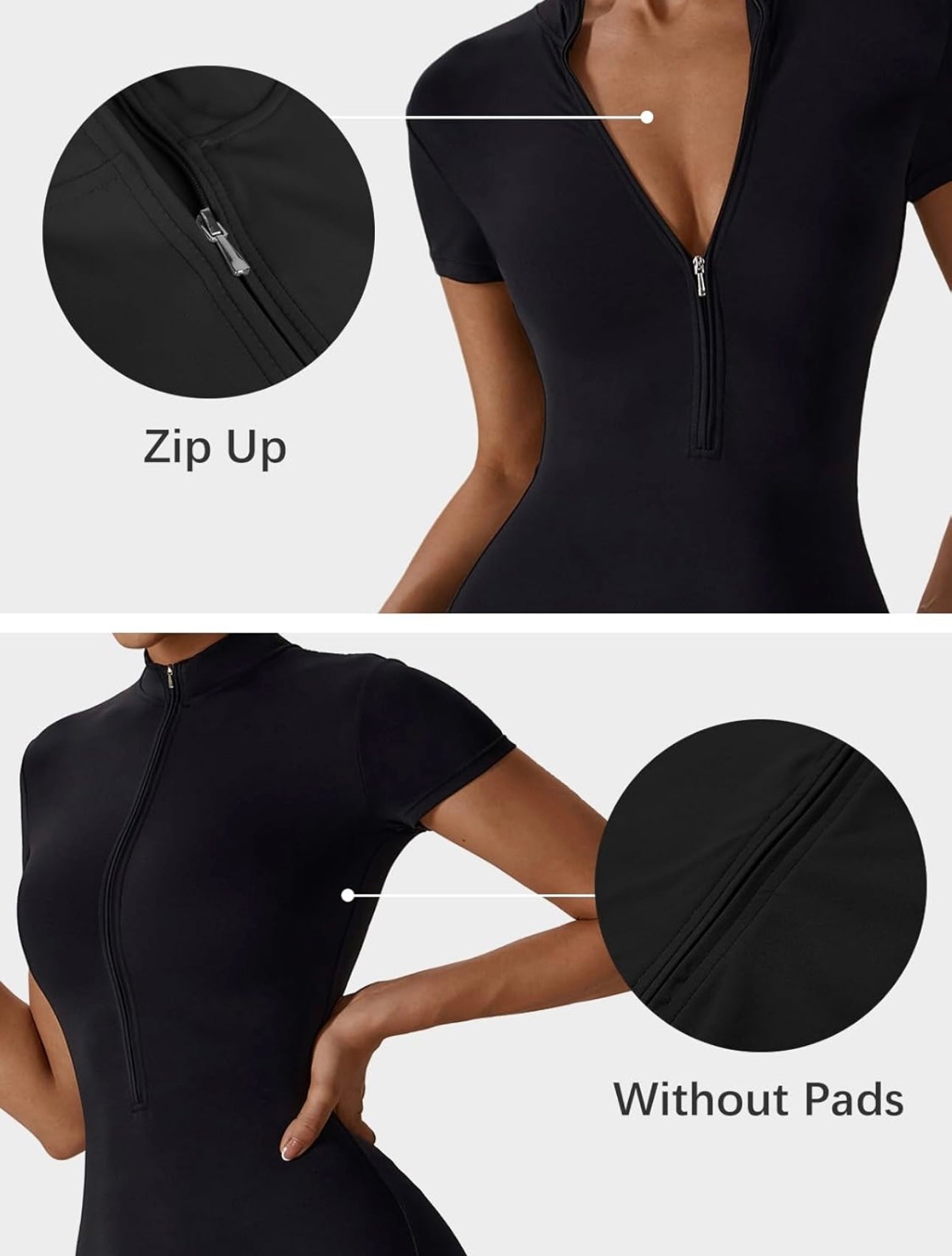 Mono Deportivo Athena Zip – Manga Corta con Cierre Frontal